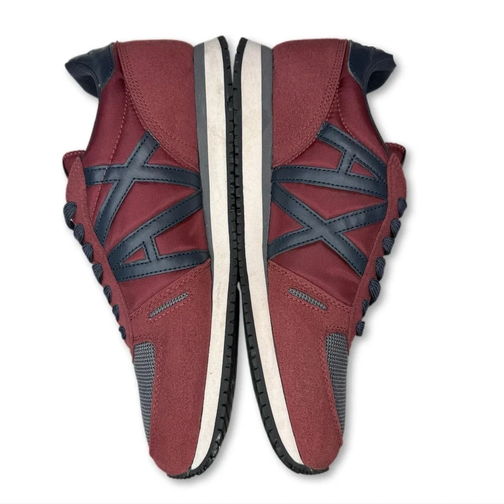 Armani Exchange Sneaker Mens 7 Micro Suede Bordeaux Navy‎ XUX017 XV028